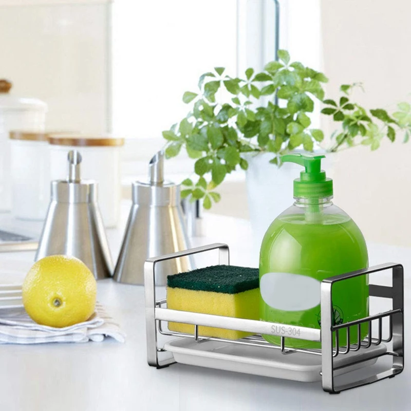 Sponge Holder, Sponge and Soap Holder for Kitchen Sink, 304 Stainless Steel Kitchen Dish Soap Caddy Tray Organizer
Sponge Holder, Sponge and Soap Holder for Kitchen Sink, 304 Stainless Steel Kitchen Dish Soap Caddy Tray Organizer