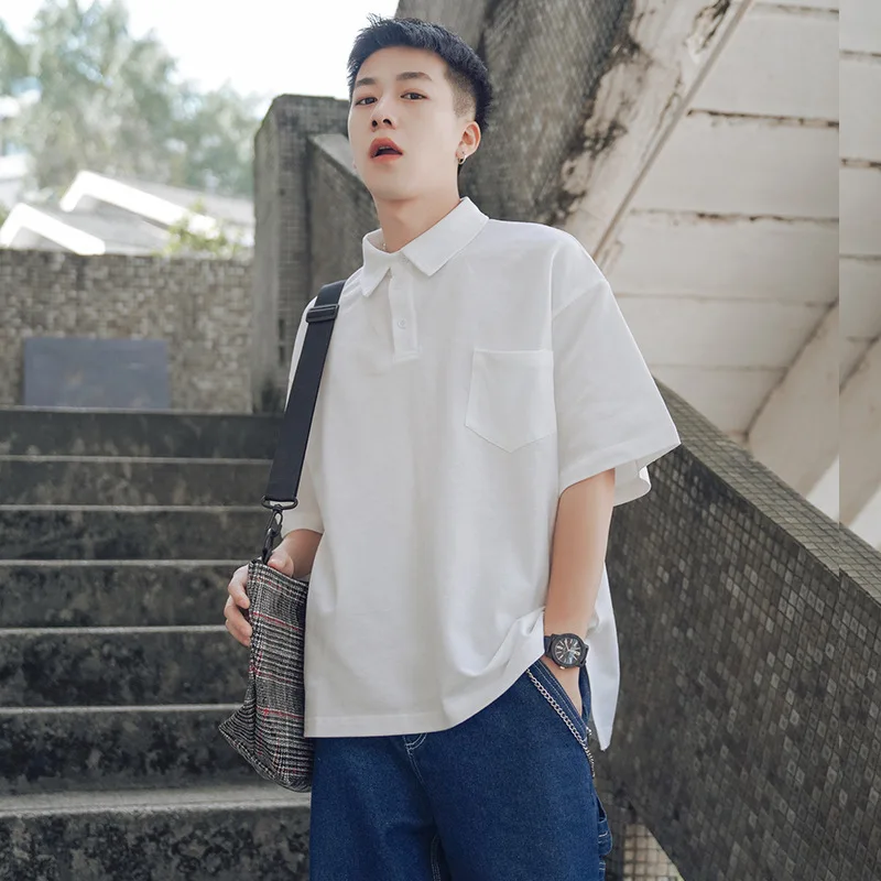 2021 Japanese Summer Loose Lapel Pocket Short-sleeved Polo Shirt Literary Men's And Women's Tide Brand Shirt T-shirt
2021 Japanese Summer Loose Lapel Pocket Short-sleeved Polo Shirt Literary Men's And Women's Tide Brand Shirt T-shirt