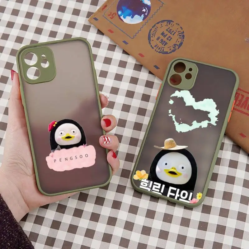 

Cartoon cute Penguin Pengsoo Phone Case matte transparent For iphone 7 8 11 12 plus mini x xs xr pro max cover