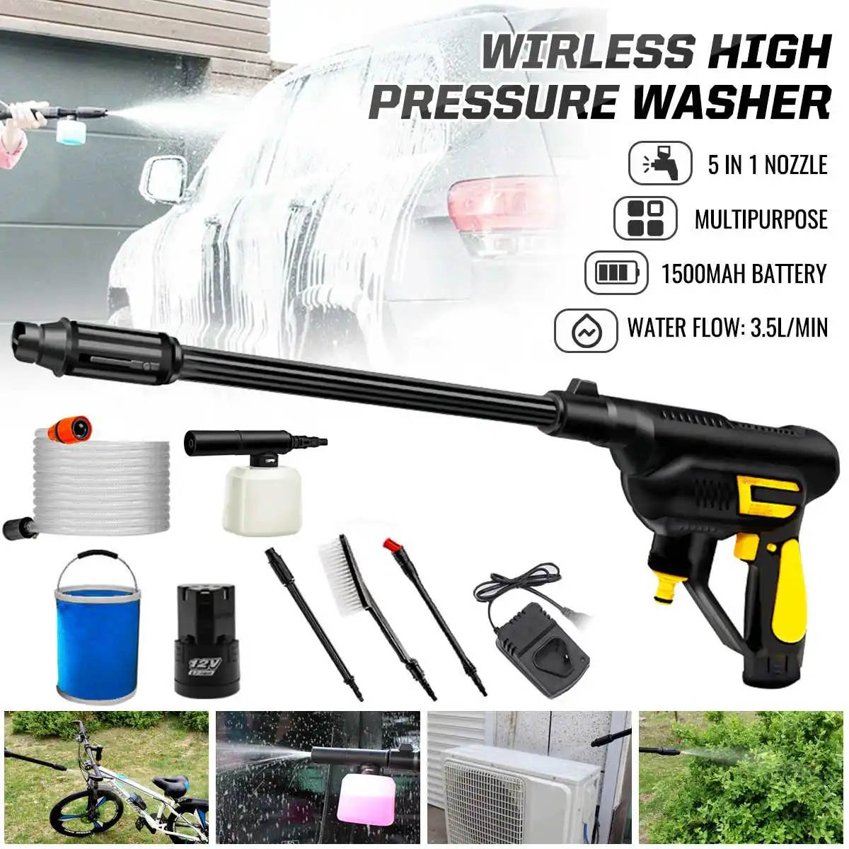 12V 350W Car Washer High Pressure Washing Machine Handheld Auto Spray Powerful Car Washer Garden Water Jet with Lithium Battery
12V 350W Car Washer High Pressure Washing Machine Handheld Auto Spray Powerful Car Washer Garden Water Jet with Lithium Battery