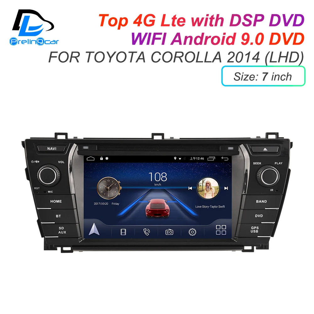 Мультимедийный DVD плеер DSP4G Lte Android 9 0 для TOYOTA COROLLA левый и правый Привод