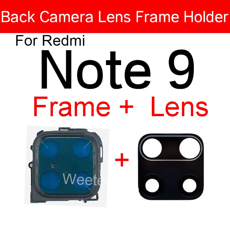Стеклянный объектив задней камеры + держатель рамы для Xiaomi Redmi Note 9 9s Pro 5G основной