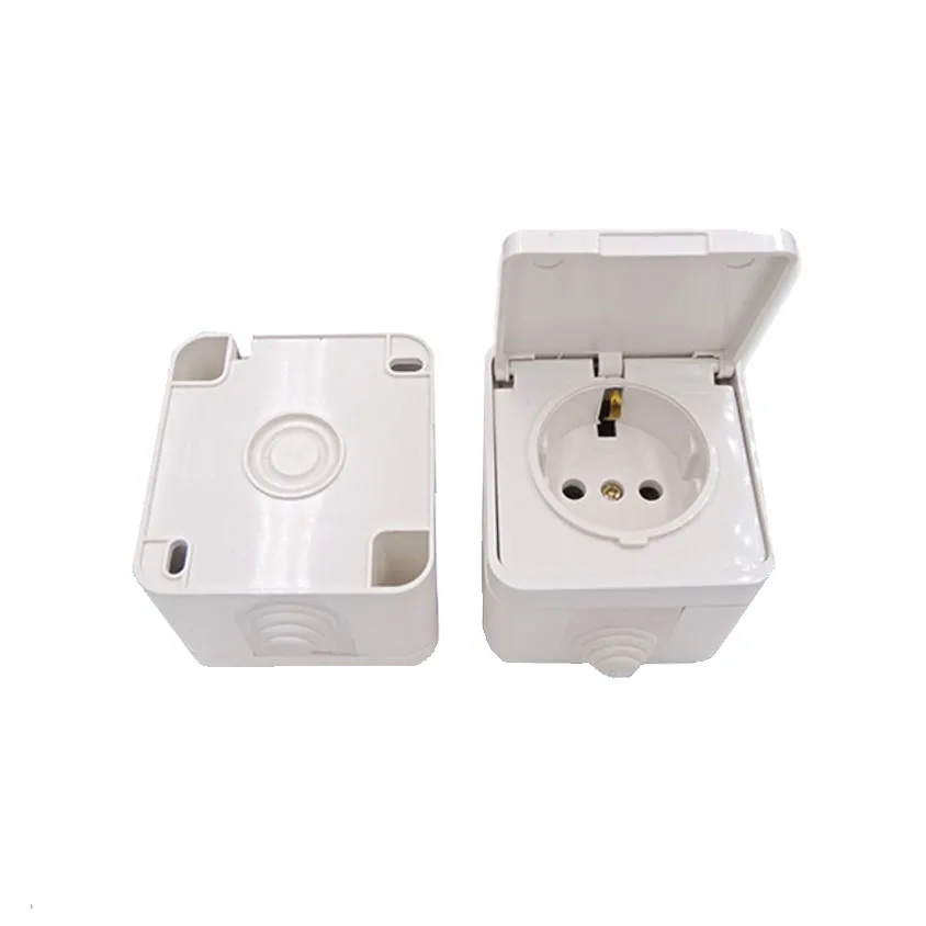 Weatherproof Outdoor Wall Power Socket 16A 250V EU Standard Electrical Outlet Grounded Surface Mounted Wiring | Электроника