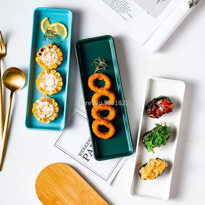 Ceramic Sushi Plate Strip Plate Western Food Plate Sashimi Japanese European Creative Tableware Household Fish Plate Plate Matte
Ceramic Sushi Plate Strip Plate Western Food Plate Sashimi Japanese European Creative Tableware Household Fish Plate Plate Matte