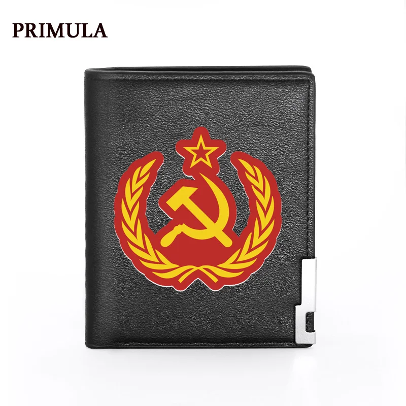 PRIMULA Male Pu Leather Wallets Men Credit Card Holders Soviet Sickle Hammer Short Purses High Quality
PRIMULA Male Pu Leather Wallets Men Credit Card Holders Soviet Sickle Hammer Short Purses High Quality