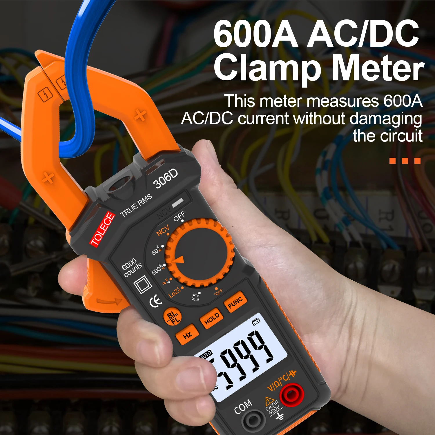 Digital Multimeter Clamp Meter 6000 Counts Voltage Tester Auto-ranging AC/DC Voltage, AC Current, Resistance, Capacitance
Digital Multimeter Clamp Meter 6000 Counts Voltage Tester Auto-ranging AC/DC Voltage, AC Current, Resistance, Capacitance