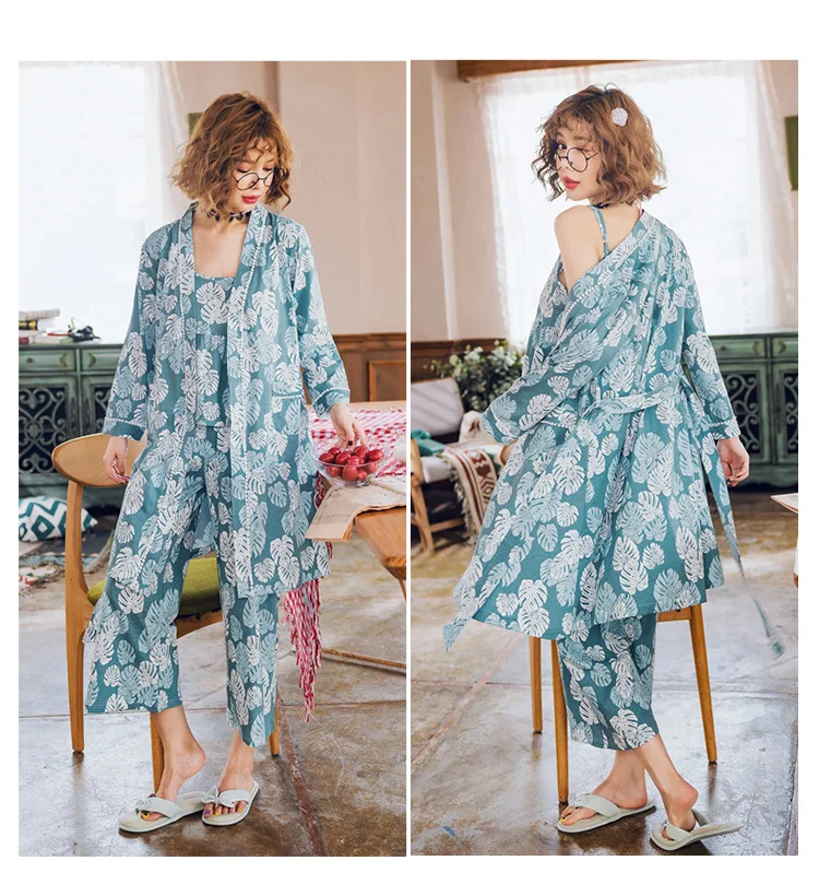 3pcs New Spring And Summer Large Size Wide-leg Girl Pajamas Sexy Sling Pure Cotton Thin Section Sweet And Cute Home Service
3pcs New Spring And Summer Large Size Wide-leg Girl Pajamas Sexy Sling Pure Cotton Thin Section Sweet And Cute Home Service