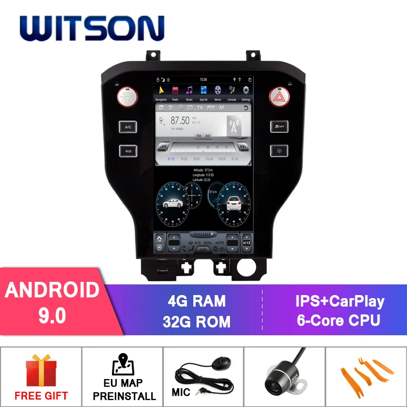 

WITSON Android 9.0 TESLA STYLE For FORD MUSTANG 2013-2018 4GB 32GB GPS NAVIGATION AUTO STEREO VERTICAL SCREEN+DAB+OBD+TPMS