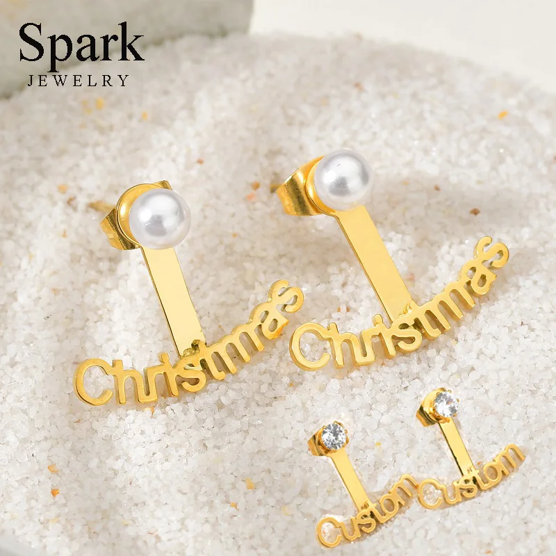 Spark Customized Earrings Stainless Steel Zirconia Name Stud Earring Pearl Personalized Jewelry For Women Girl Wedding Party
Spark Customized Earrings Stainless Steel Zirconia Name Stud Earring Pearl Personalized Jewelry For Women Girl Wedding Party