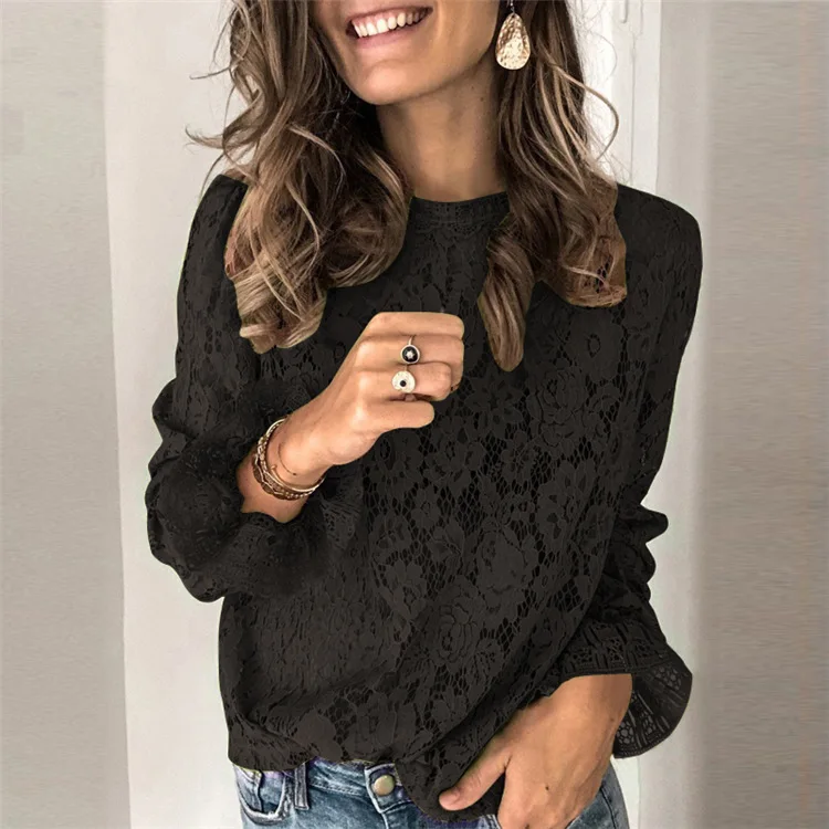 Spring and Autumn New Women's Street Round Neck Loose Long Sleeve Lace Shirt one
Spring and Autumn New Women's Street Round Neck Loose Long Sleeve Lace Shirt one