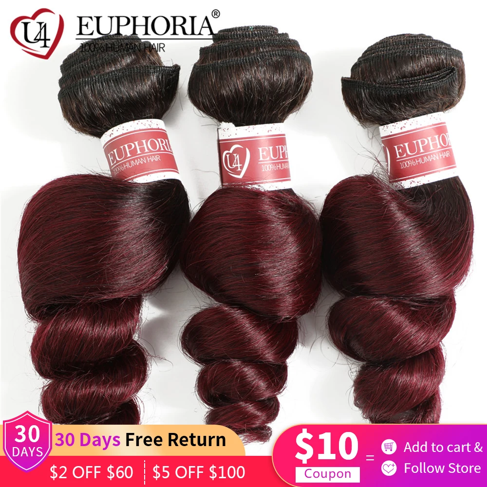 Brazilian Human Hair Blonde Red Burgundy Weave Bundles Loose Wave Ombre Color 1/3/4 Bundles Non-Remy Hair Weaving 8-26 EUPHORIA
Brazilian Human Hair Blonde Red Burgundy Weave Bundles Loose Wave Ombre Color 1/3/4 Bundles Non-Remy Hair Weaving 8-26 EUPHORIA