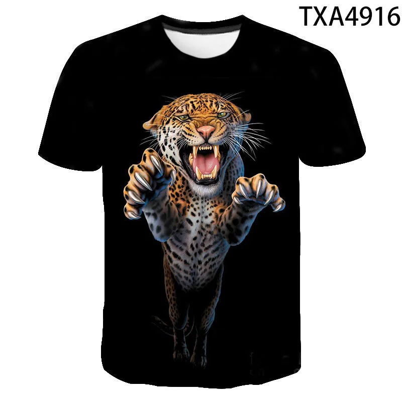 Футболка для мальчиков и девочек с 3D-принтом тигра летняя модная футболка