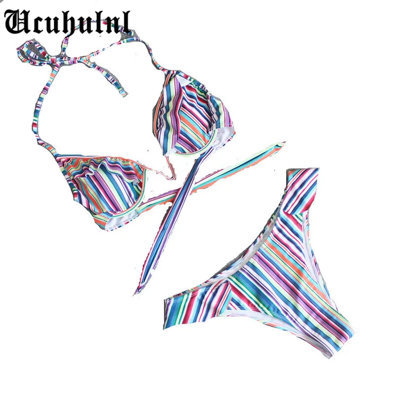 Sexy Bandage Bikini Set Swimwear Women Swimsuit Striped Push Up Ruffles Bathing Suits Bandeau Beachwear Biquini Female 
Sexy Bandage Bikini Set Swimwear Women Swimsuit Striped Push Up Ruffles Bathing Suits Bandeau Beachwear Biquini Female
