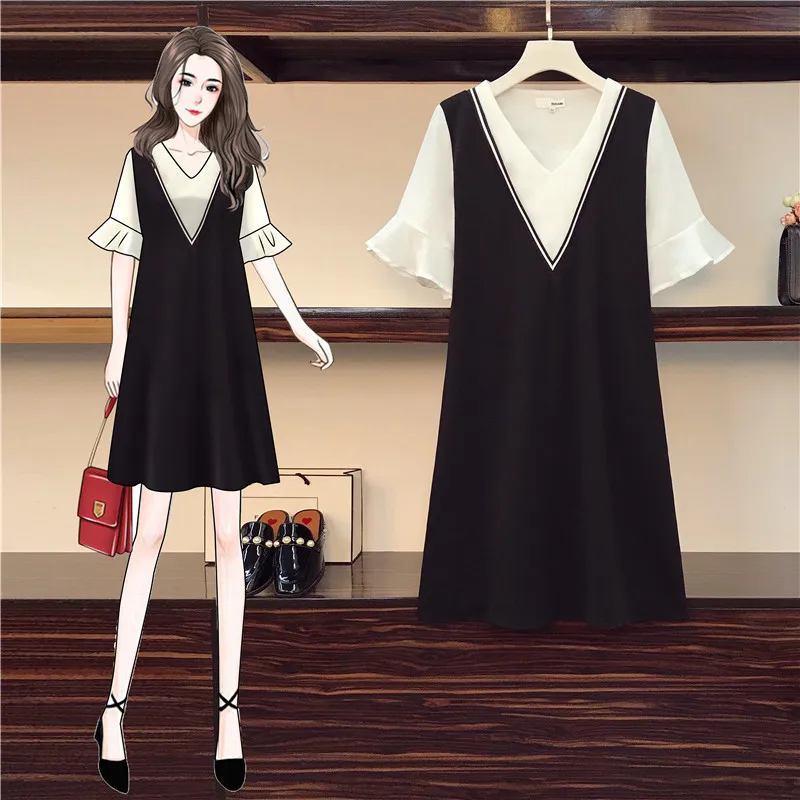 4XL Plus Size Women Casual Dress Summer 2021 Striped V-neck White Chiffon Short Sleeve Patchwork Black Loose Ladies Dresses
4XL Plus Size Women Casual Dress Summer 2021 Striped V-neck White Chiffon Short Sleeve Patchwork Black Loose Ladies Dresses
