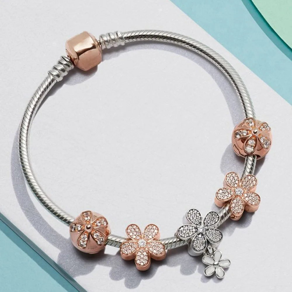 2019 NEW 100% 925 Sterling Silver 1:1 Dazzling Daisy Rose Gold Beaded Elegant Flower Bracelet Gift Fashion Set Free Shipping
2019 NEW 100% 925 Sterling Silver 1:1 Dazzling Daisy Rose Gold Beaded Elegant Flower Bracelet Gift Fashion Set Free Shipping