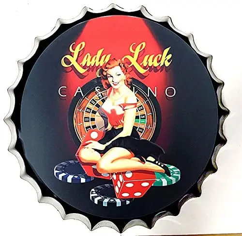 Retro Sign Lady Luck Bottle Caps Retro Metal Tin Sign Diameter 13.8 Inches - Handcrafts Home Decor Bar Plaque Lounge Man Cave
Retro Sign Lady Luck Bottle Caps Retro Metal Tin Sign Diameter 13.8 Inches - Handcrafts Home Decor Bar Plaque Lounge Man Cave