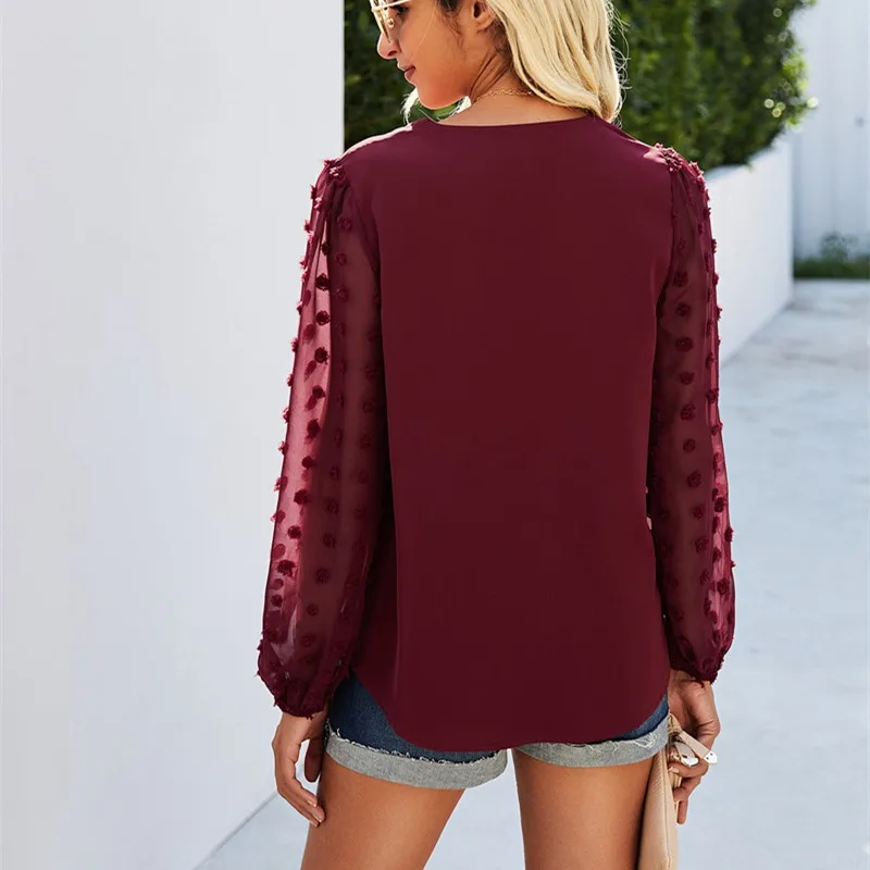 2021 New Women's Spring Summer Temperament Tops Ladiese Solid V Neck Long Lantern Sleeve Dot Loose Chic Blouses For Fashion
2021 New Women's Spring Summer Temperament Tops Ladiese Solid V Neck Long Lantern Sleeve Dot Loose Chic Blouses For Fashion