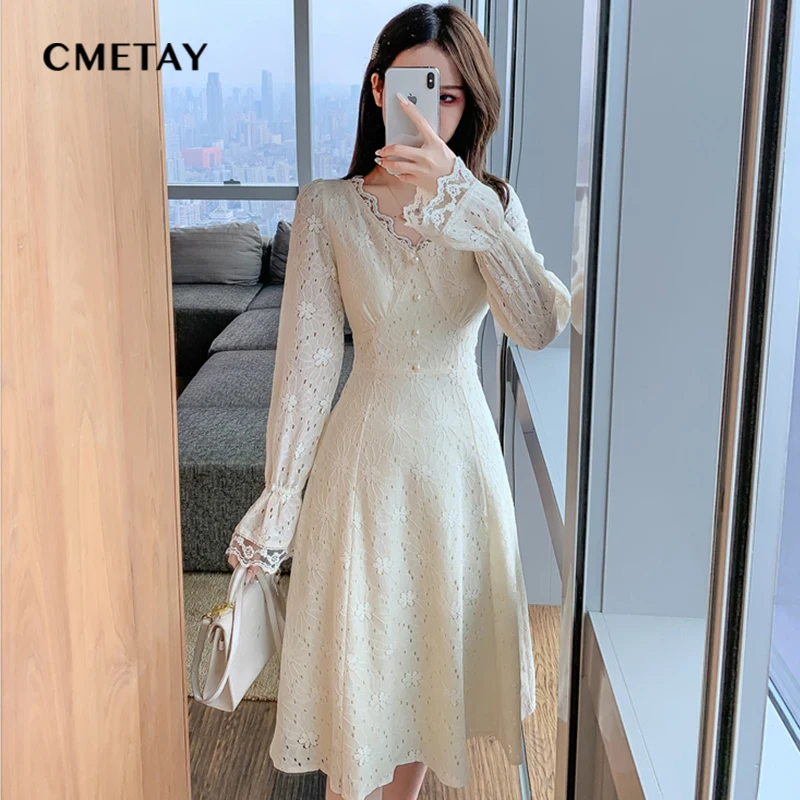 Women Autumn White V Neck Dress 2021 New Elegant Waist A-Line Vestidos Puff Sleeve Long Sleeve Party Lace Dresses Femme Clothing
Women Autumn White V Neck Dress 2021 New Elegant Waist A-Line Vestidos Puff Sleeve Long Sleeve Party Lace Dresses Femme Clothing