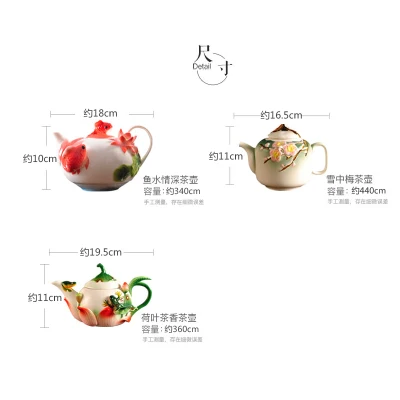 

New 3D Enamel Coffee Tea Pot Creative Frog Lotus Porcelain Kettle Ceramic Bone China Drinkware