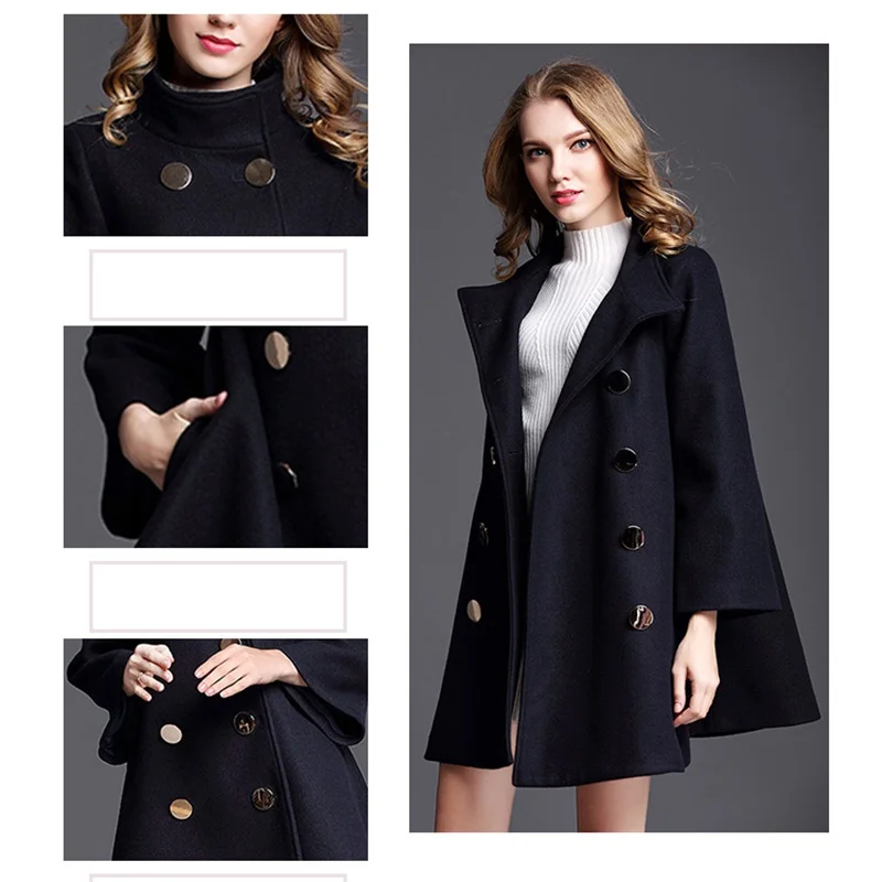 Women Cloak Woolen Double Breasted Jacket Loose Parkas Coat New Mid-Length Manteau Vintage Outerwear Female
Women Cloak Woolen Double Breasted Jacket Loose Parkas Coat New Mid-Length Manteau Vintage Outerwear Female