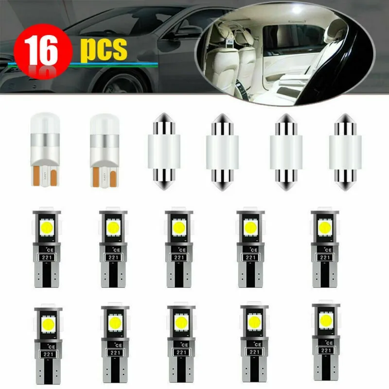 16PCS LED Bulbs Car Interior Light Dome Reading Trunk Map License Plate Lamp Bulbs Super Bright 6000K 12V Auto White
16PCS LED Bulbs Car Interior Light Dome Reading Trunk Map License Plate Lamp Bulbs Super Bright 6000K 12V Auto White