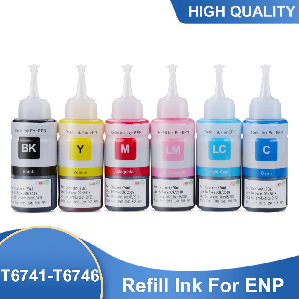 6 Bottles x 70ml T6741-T6746 T6731 Refill Water Dye Based Ink Kit For Epson L1800 L801 L810 L860 L850 L800 Printer free shipping 
6 Bottles x 70ml T6741-T6746 T6731 Refill Water Dye Based Ink Kit For Epson L1800 L801 L810 L860 L850 L800 Printer free shipping