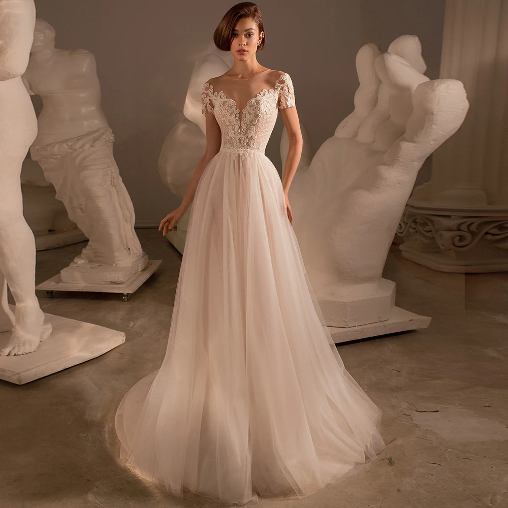 Женское свадебное платье It's yiiya, белое платье до пола из тюля с короткими рукавами и шлейфом на лето 2019 
Женское свадебное платье It's yiiya, белое платье до пола из тюля с короткими рукавами и шлейфом на лето 2019