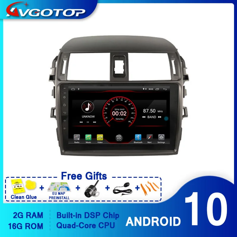 AVGOTOP Android 10 0 Bluetooth GPS автомобильное радио DVD плеер для TOYOTA CLASSIC COROLLA 2008