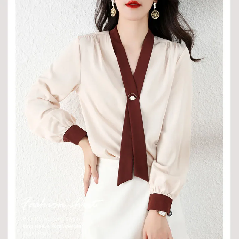 Chiffon Blouse Blusas Elegantes Mujer Packtwork V Neck Long Sleeve Blouses Fashion Ladies Tops 2021 Spring Autumn Woman Clothes
Chiffon Blouse Blusas Elegantes Mujer Packtwork V Neck Long Sleeve Blouses Fashion Ladies Tops 2021 Spring Autumn Woman Clothes