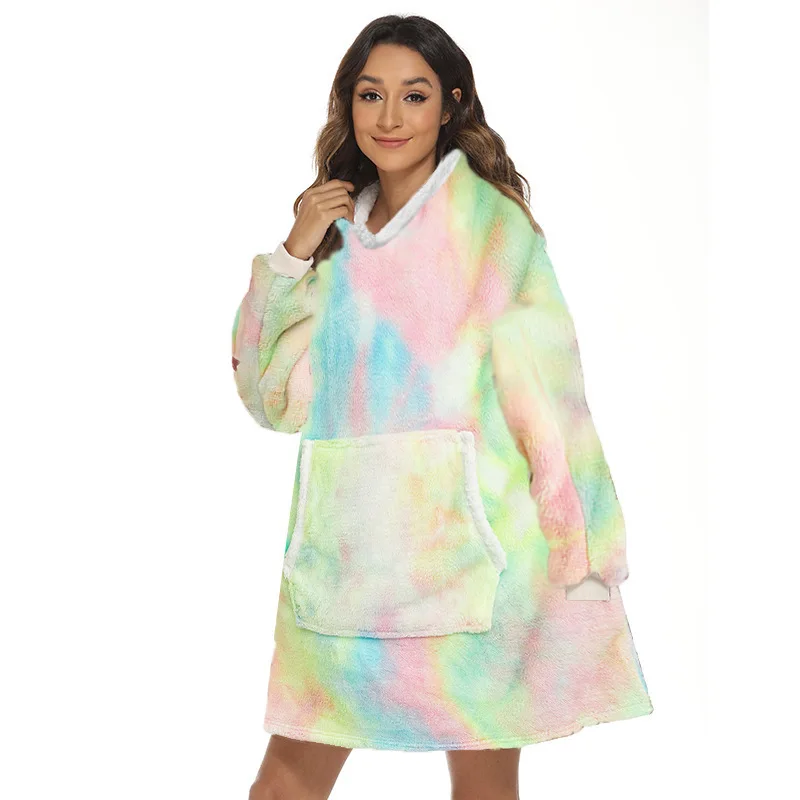 Oversized Hoodie Sweatshirt Women Tie Dye Fleece Wearable Blanket With Sleeves Winter Pullover Giant TV Blanket Thicken Warm
Oversized Hoodie Sweatshirt Women Tie Dye Fleece Wearable Blanket With Sleeves Winter Pullover Giant TV Blanket Thicken Warm