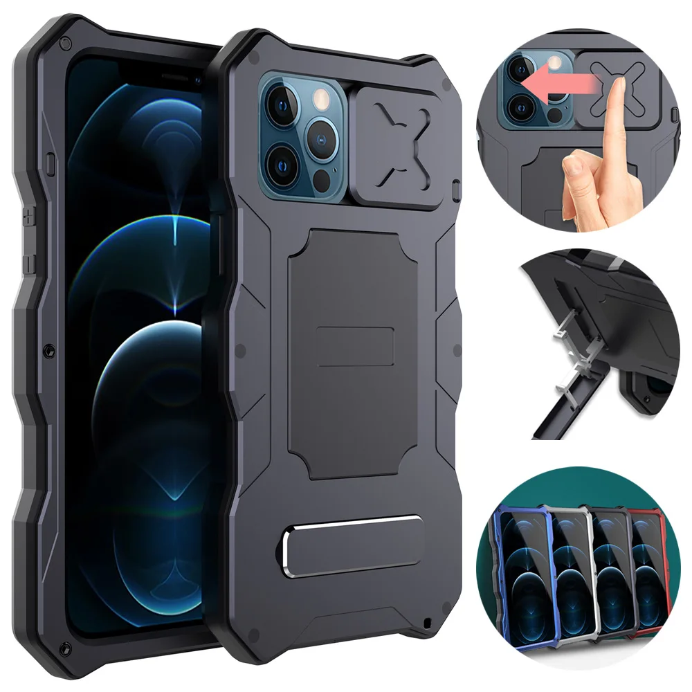 Shockproof Aluminum Bumper Metal Case For iphone 12 Pro Max 360 Full Protection Case For iphone 12 Slide Camera case Back Cover
Shockproof Aluminum Bumper Metal Case For iphone 12 Pro Max 360 Full Protection Case For iphone 12 Slide Camera case Back Cover