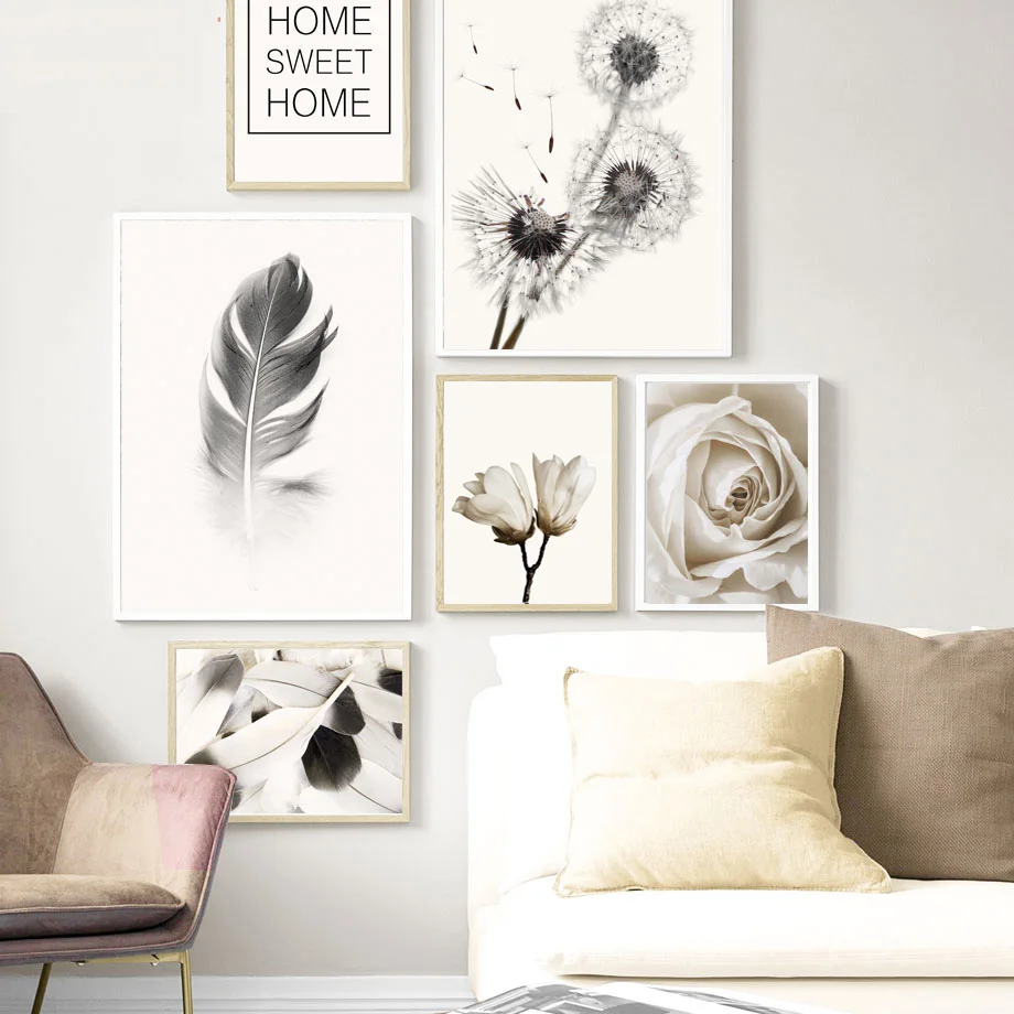 Canvas Painting Wall Art Nordic Poster Black White Dandelion Feather Rose Flower Pictures Home Decor For Bedroom No Frame
Canvas Painting Wall Art Nordic Poster Black White Dandelion Feather Rose Flower Pictures Home Decor For Bedroom No Frame