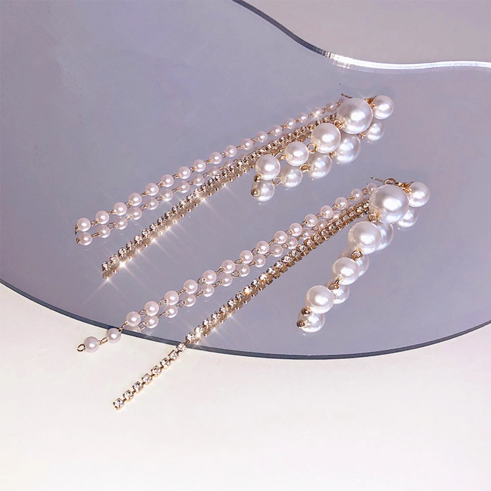 2021 New Arrival Trendy Simulated-pearl Long Tassel Dangle Earrings For Women Fashion Crystal Water Drop Jewelry Gifts
2021 New Arrival Trendy Simulated-pearl Long Tassel Dangle Earrings For Women Fashion Crystal Water Drop Jewelry Gifts