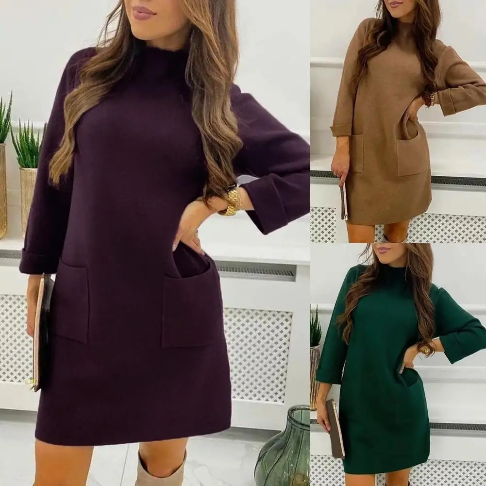 Pullover Dresses with Pockets Long Sleeve Solid Color Comfortable Touching Women Clothes for Daily Wear
Pullover Dresses with Pockets Long Sleeve Solid Color Comfortable Touching Women Clothes for Daily Wear