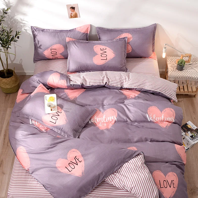 Classic Purple Heart Youthful Style Home Textile Duvet Cover Bed Sheet Pillow Case Single Double Queen King For Home Bedding Set
Classic Purple Heart Youthful Style Home Textile Duvet Cover Bed Sheet Pillow Case Single Double Queen King For Home Bedding Set