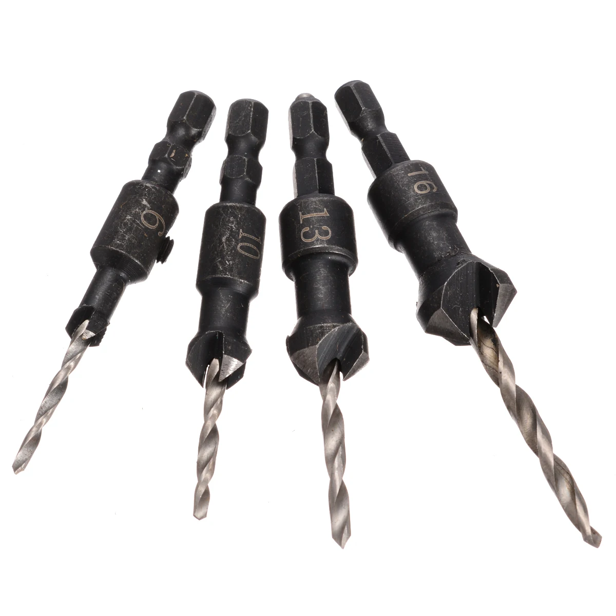 4pcs Countersink Drill Bit Set 6/10/13/16 Wood Carpentry Chamfer Drill Bit Woodworking Hex Shank For Drilling Pilot Holes
4pcs Countersink Drill Bit Set 6/10/13/16 Wood Carpentry Chamfer Drill Bit Woodworking Hex Shank For Drilling Pilot Holes