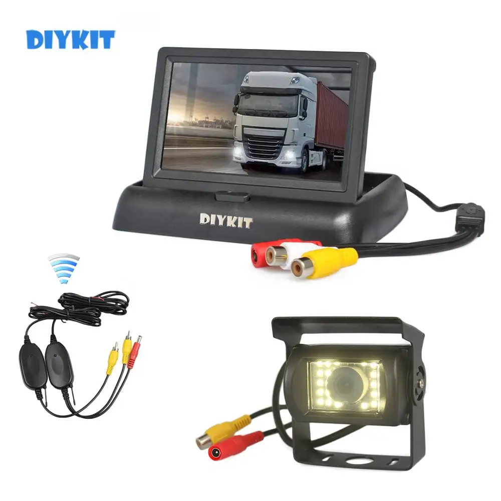 DIYKIT Wireless 4.3" Foldable Rear View Monitor Car Monitor Waterproof CCD Reverse LED Night Vision Bus Truck Car Camera
DIYKIT Wireless 4.3" Foldable Rear View Monitor Car Monitor Waterproof CCD Reverse LED Night Vision Bus Truck Car Camera