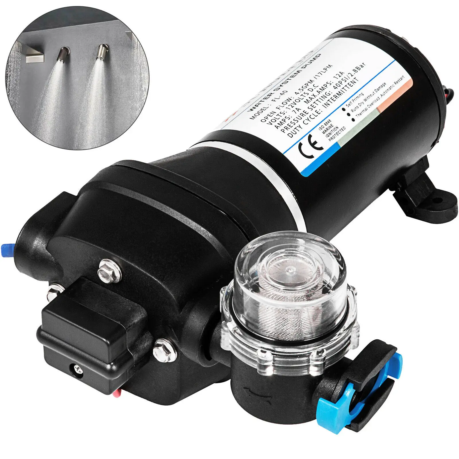 12V 40Psi High Pressure Diaphragm Water Pump 17L/Min Self Priming Booster Pump
12V 40Psi High Pressure Diaphragm Water Pump 17L/Min Self Priming Booster Pump
