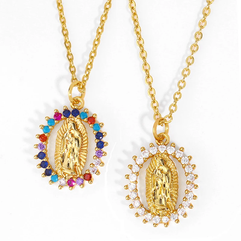 Trendy Rainbow Gold Plated Colorful Virgen De Guadalupe Virgin Mary Necklaces for Women 2021 Copper Fashion Jewelry VNE355
Trendy Rainbow Gold Plated Colorful Virgen De Guadalupe Virgin Mary Necklaces for Women 2021 Copper Fashion Jewelry VNE355