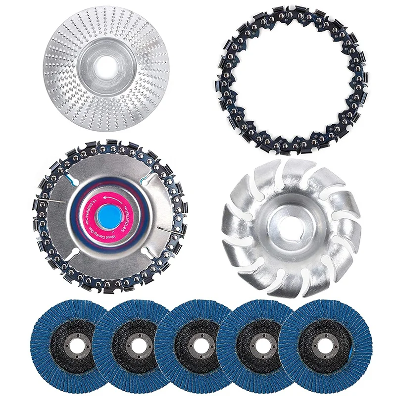 Angle Grinder Disc Accessories & Attachment 9-Piece Set, Include Chain Disc, Chain Replacement, Wood Shaping Disc
Angle Grinder Disc Accessories & Attachment 9-Piece Set, Include Chain Disc, Chain Replacement, Wood Shaping Disc