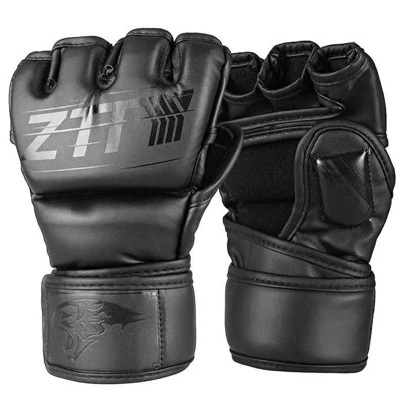 

Полупальцевые боксерские перчатки из искусственной кожи, перчатки для ММА боев, кикбоксинга, карате, муай, Тай, тренировочные перчатки для м...