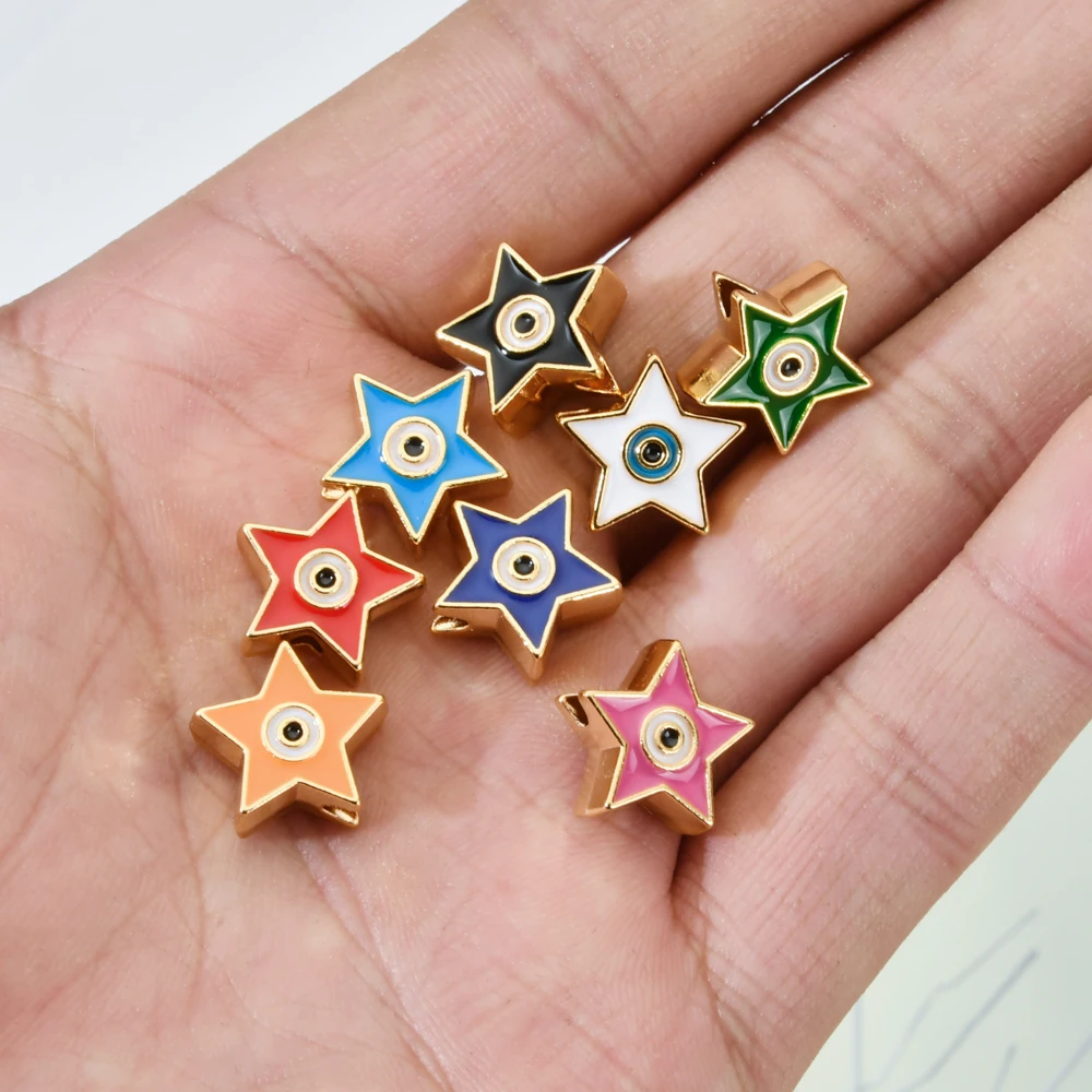 10pc/lot Cute Gold Color Beads for Bracelet DIY Classic Star Evil Eye Beads Metal Enamel Bead Turkish Jewelry Making
10pc/lot Cute Gold Color Beads for Bracelet DIY Classic Star Evil Eye Beads Metal Enamel Bead Turkish Jewelry Making
