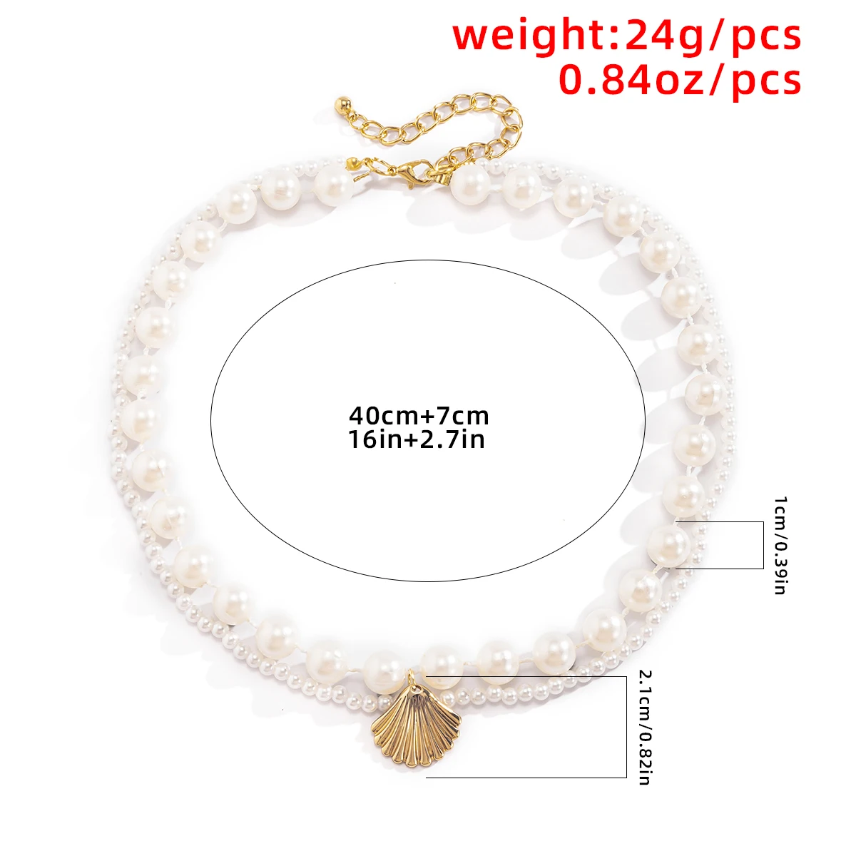 

Kpop Imitation Pearl Alloy Shell Pendant Necklace for Women Boho Charm Layered Beads Strand Choker Necklace Fashion Neck Jewelry