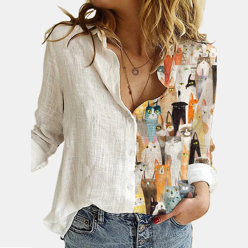 Ladies Buttons Long Sleeve Tops T Shirt Cartoons Print O-Neck Retro Plus Size Top Womens Casual Loose Vintage Office Tees Shirts 
Ladies Buttons Long Sleeve Tops T Shirt Cartoons Print O-Neck Retro Plus Size Top Womens Casual Loose Vintage Office Tees Shirts