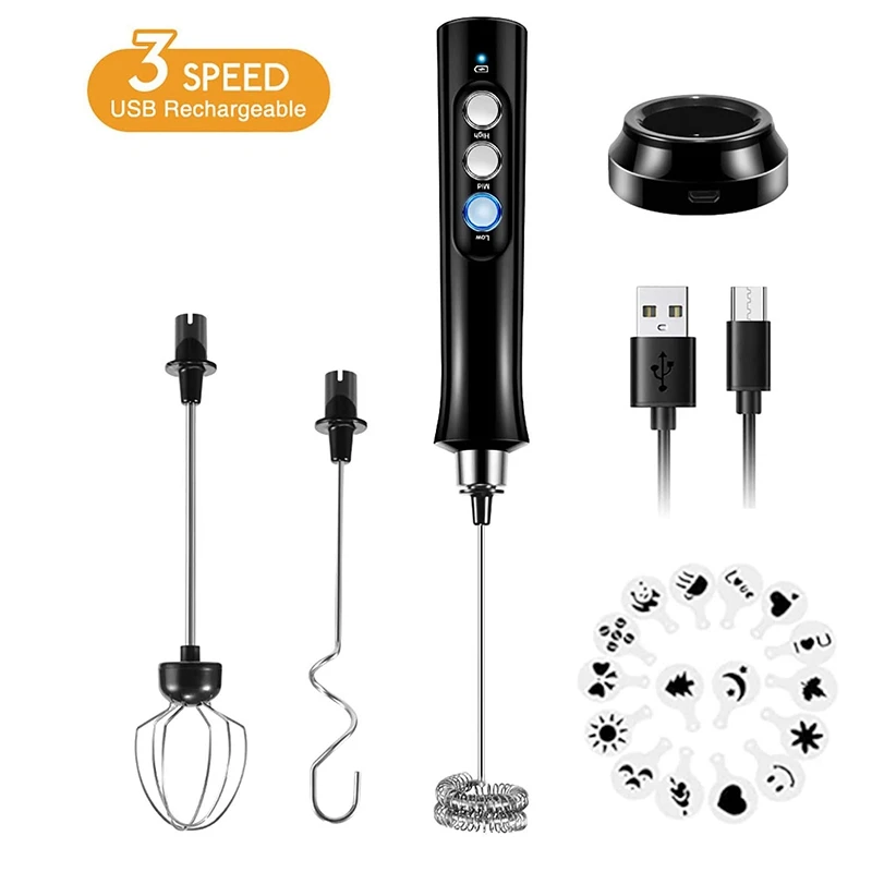 Milk Frother Handheld, USB Rechargeable 3 Speeds Mini Electric Milk Foam Maker Blender Mixer for Coffee, Cappuccino
Milk Frother Handheld, USB Rechargeable 3 Speeds Mini Electric Milk Foam Maker Blender Mixer for Coffee, Cappuccino