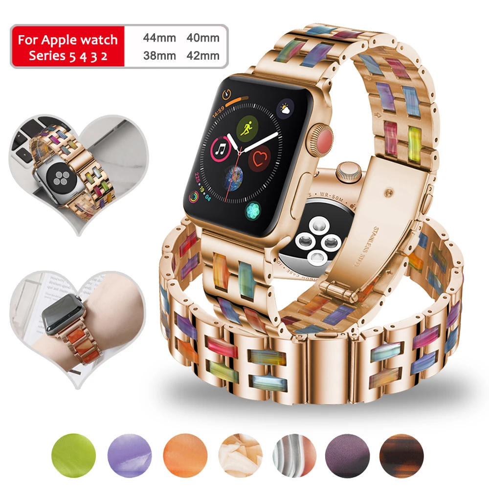 Luxury Resin Colorful strap for Apple Watch Band 40mm 44mm 38 42mm for iWatch Series 5 4 3 Bracelet Stainless Steel Resin Strap
Luxury Resin Colorful strap for Apple Watch Band 40mm 44mm 38 42mm for iWatch Series 5 4 3 Bracelet Stainless Steel Resin Strap