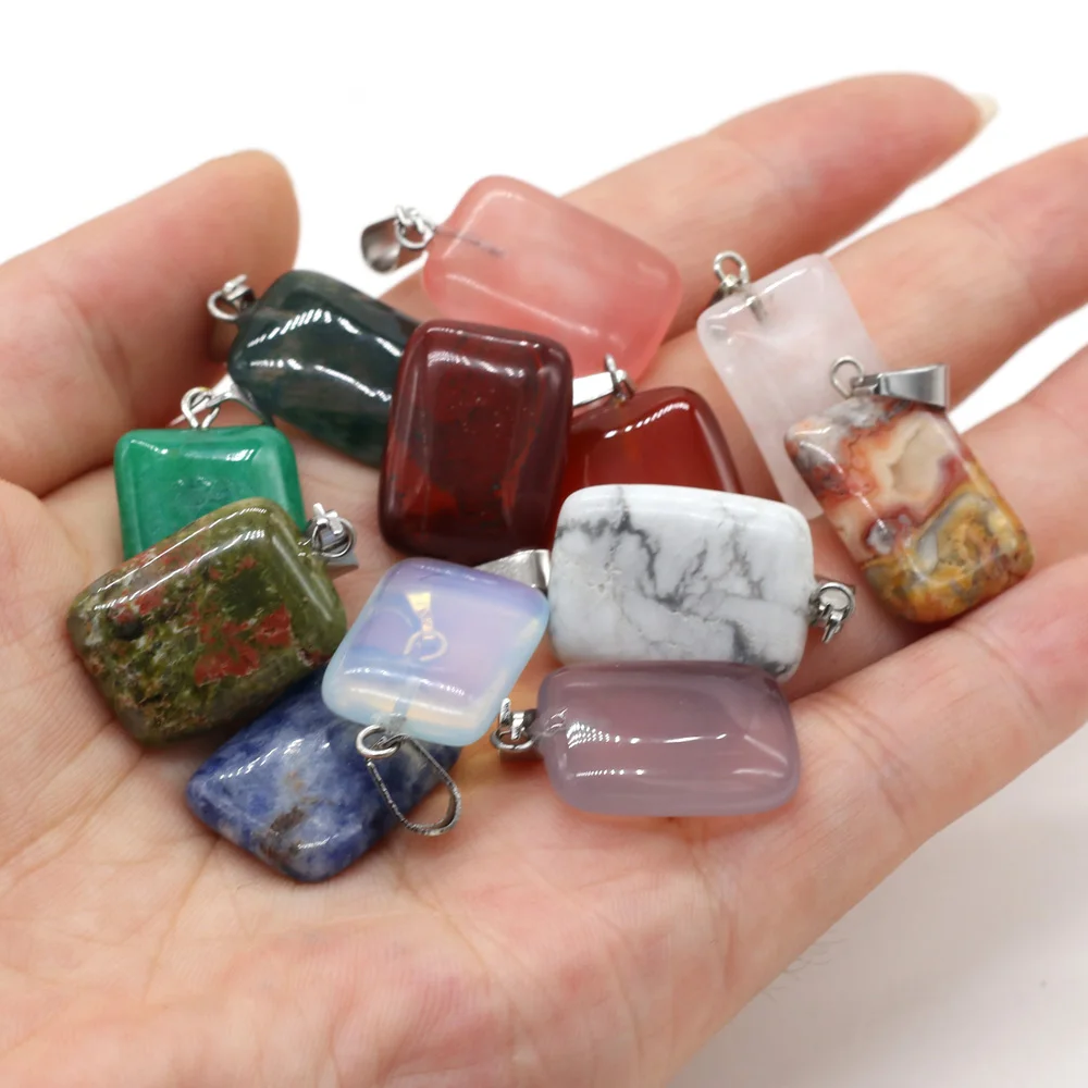 Natural Stone Pendant Rectangle Shape Semi-precious Stones Exquisite Charm for Jewelry Making DIY Necklace Bracelet Accessories
Natural Stone Pendant Rectangle Shape Semi-precious Stones Exquisite Charm for Jewelry Making DIY Necklace Bracelet Accessories