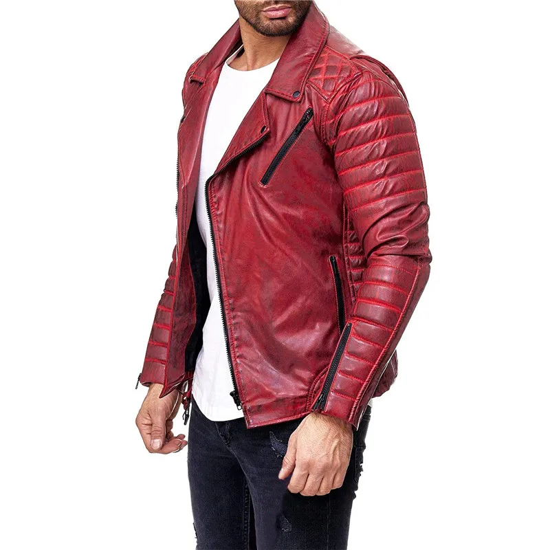 2021 Motorcycle Leather Jackets Mens Slim Faux Leather Zipper Men Red Windproof Jackets Coats
2021 Motorcycle Leather Jackets Mens Slim Faux Leather Zipper Men Red Windproof Jackets Coats