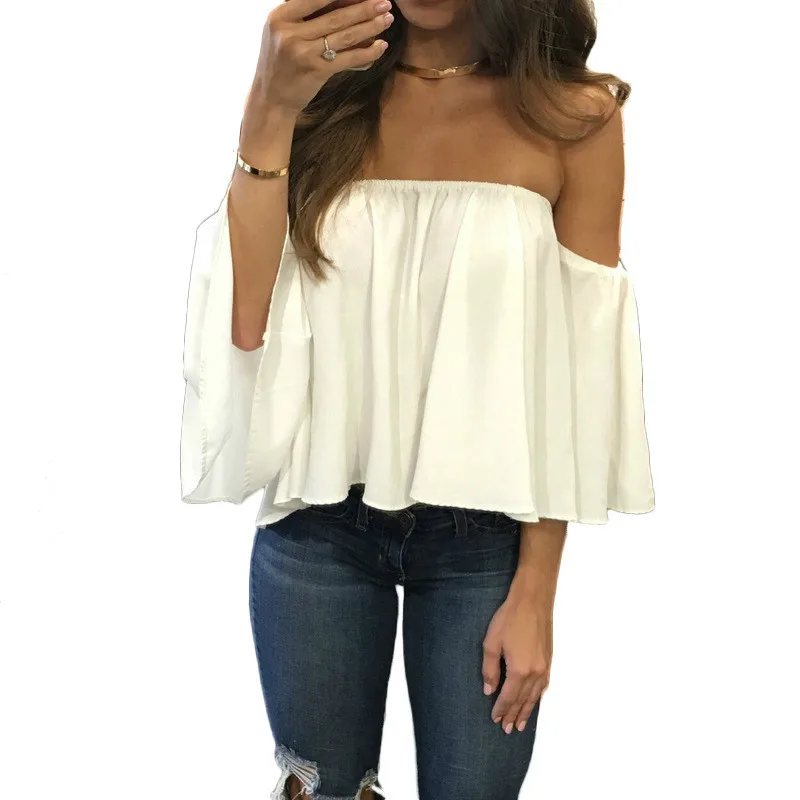 Fashion Short Chiffon Blouse Off Shoulder Top Women Tops Summer Slash Neck Three Quarter Sleeve Solid Loose Women Blouses
Fashion Short Chiffon Blouse Off Shoulder Top Women Tops Summer Slash Neck Three Quarter Sleeve Solid Loose Women Blouses
