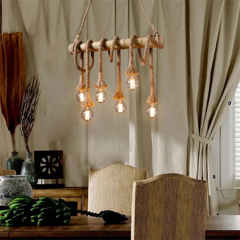 Vintage Rope bamboo Pendant Lights Personality Loft Lights Hemp Rope wood lamp for Kitchen Cafe Bar Decor
Vintage Rope bamboo Pendant Lights Personality Loft Lights Hemp Rope wood lamp for Kitchen Cafe Bar Decor